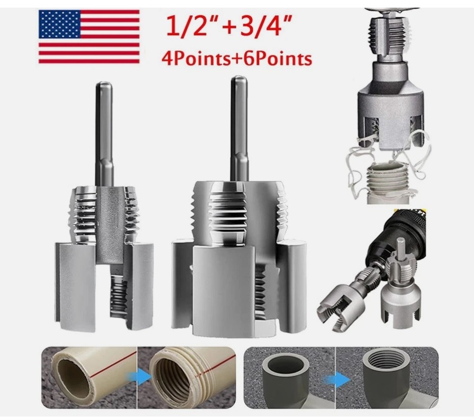 US Integrated Internal & External Pipe Threading Tool For 1/2'' 3/4'' Water Pipe