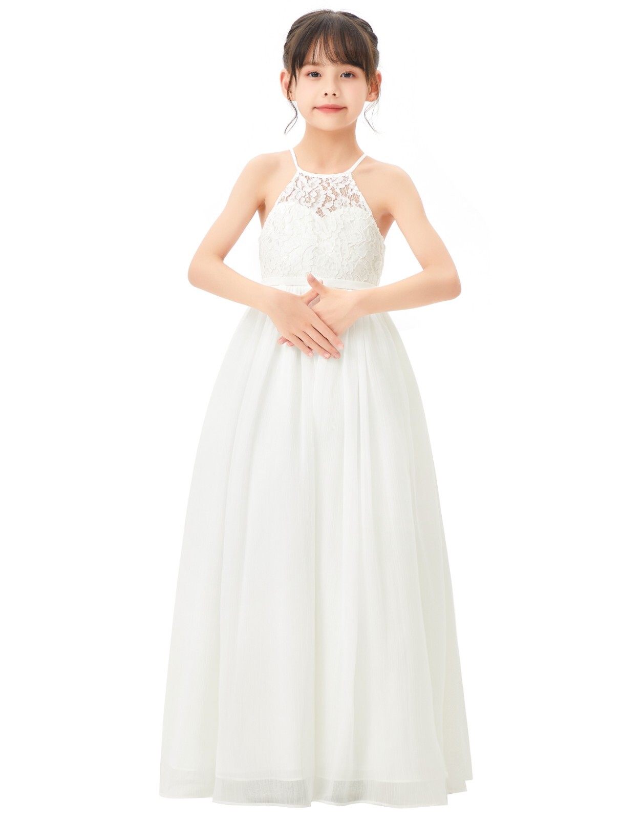 Halter Flower Girl Dress Lace Back Dress Junior Bridesmaid Dress Wedding Dresses