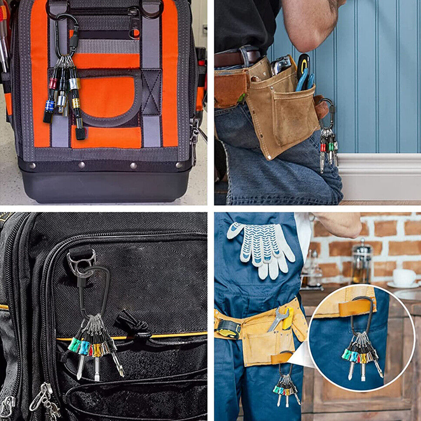 Lot of Quick-Release 1/4" Hex Shank Keychain Screwdriver Drill Bits Holder Tool