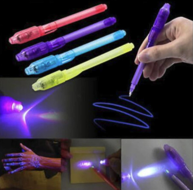 4pcs 2-in-1 Luminous Magic UV Light Pen – Invisible Ink Drawing Toy for Kids