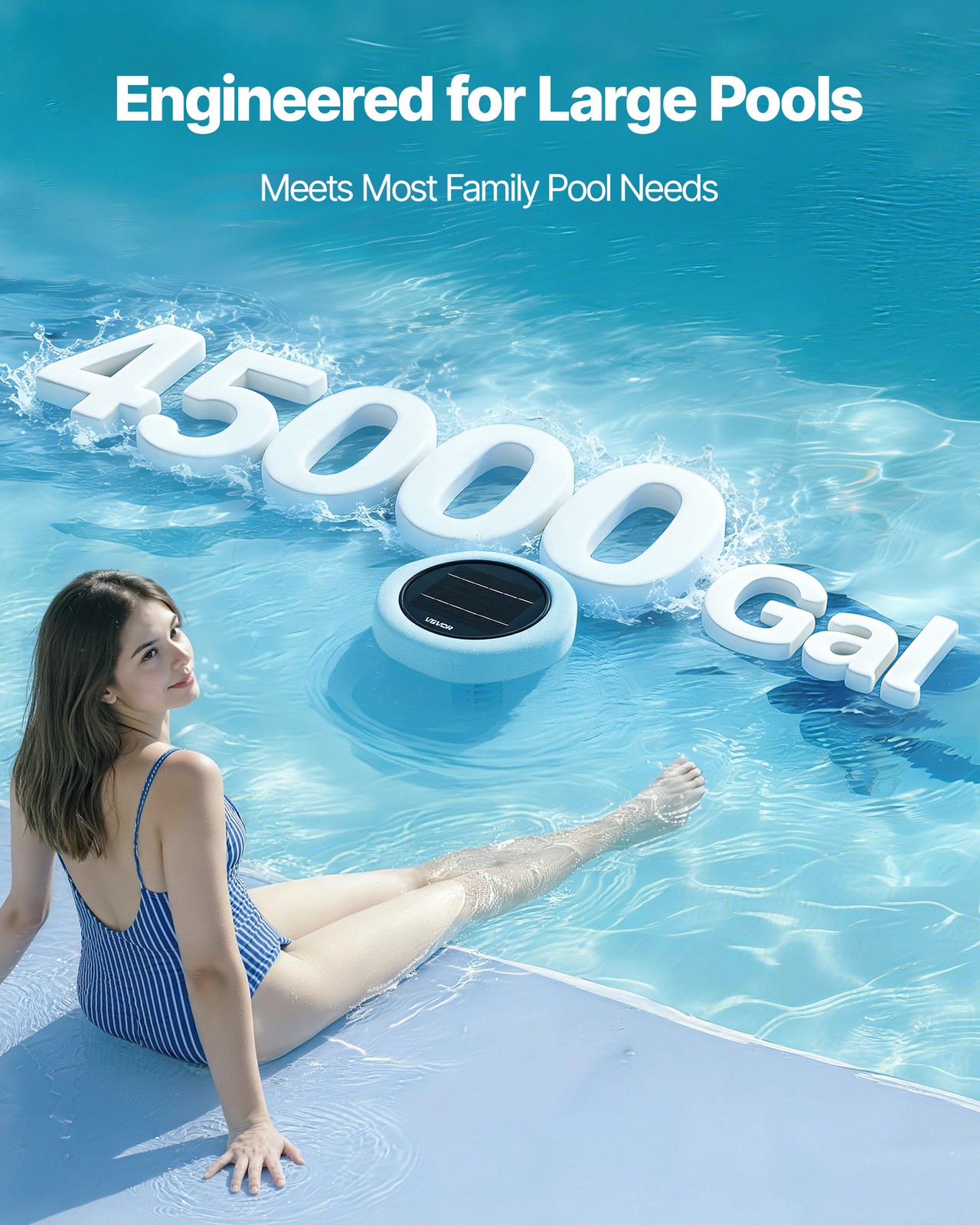 VEVOR Solar Pool Ionizer Hexagon Copper Pool Ionizer Up to 45000 Gal Green