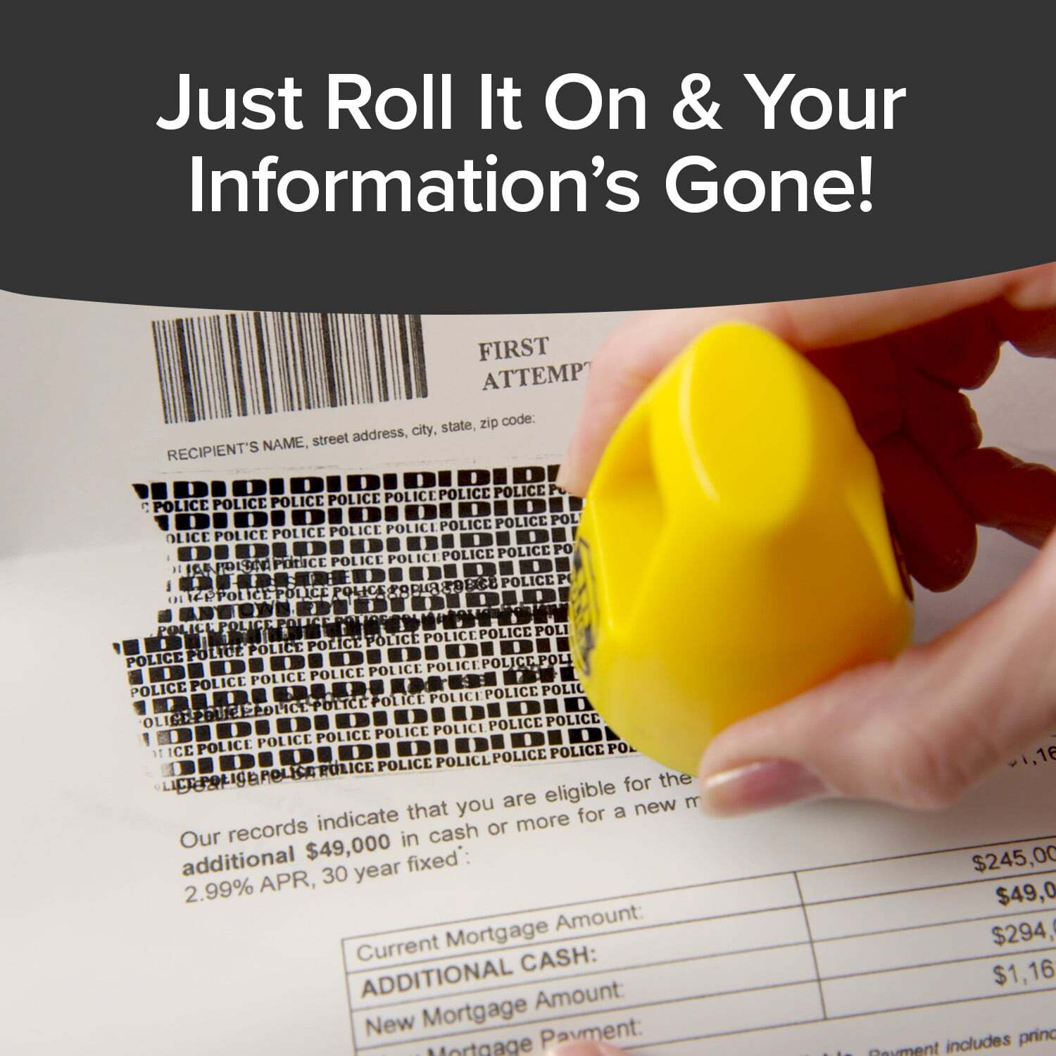 ID Police Identity Protection Roller Stamp by BulbHead - Helps Stop ID Theft