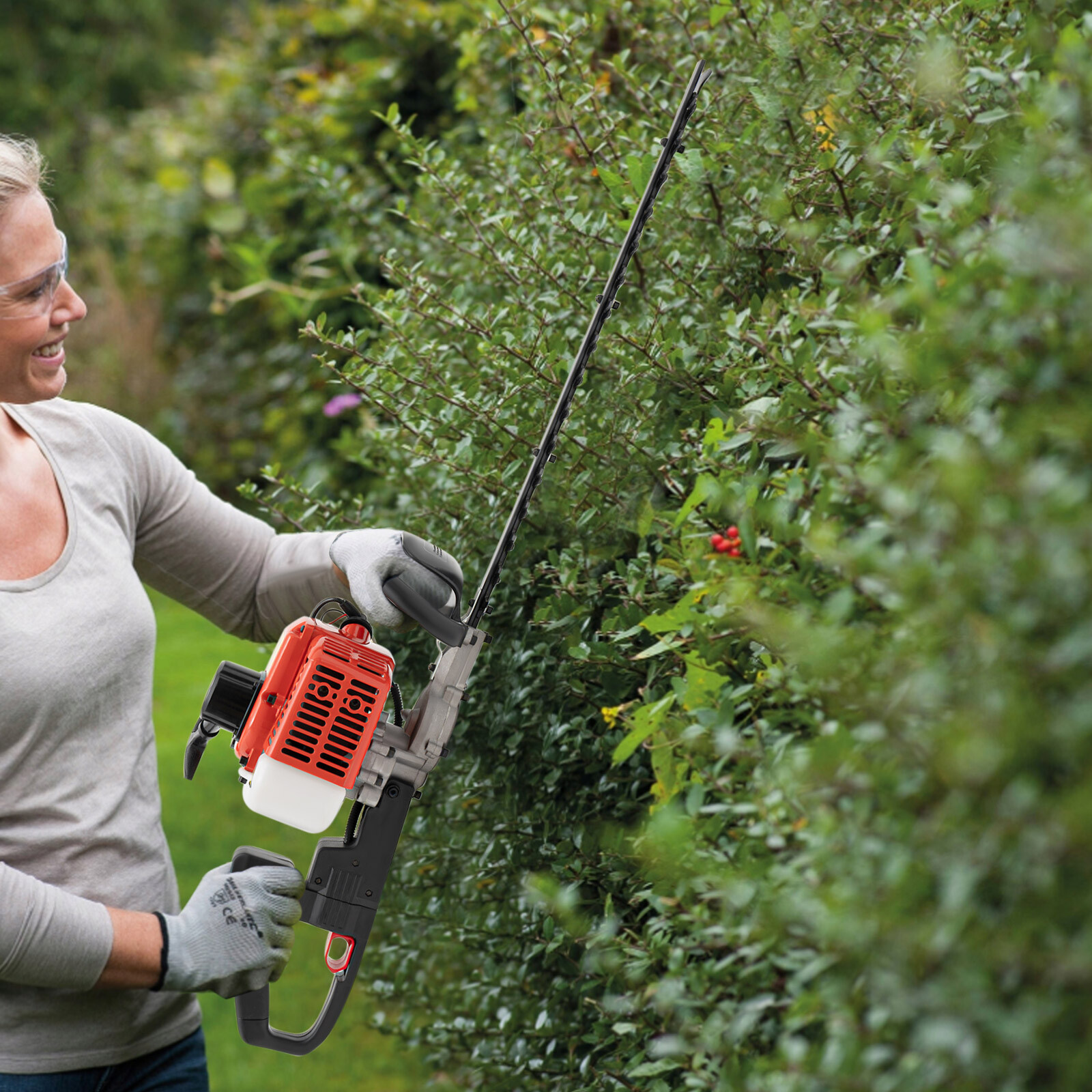 Gas Hedge Trimmer 22.5cc 2 Stroke Gas Powered Dual Sided Hedge Trimmer 650w