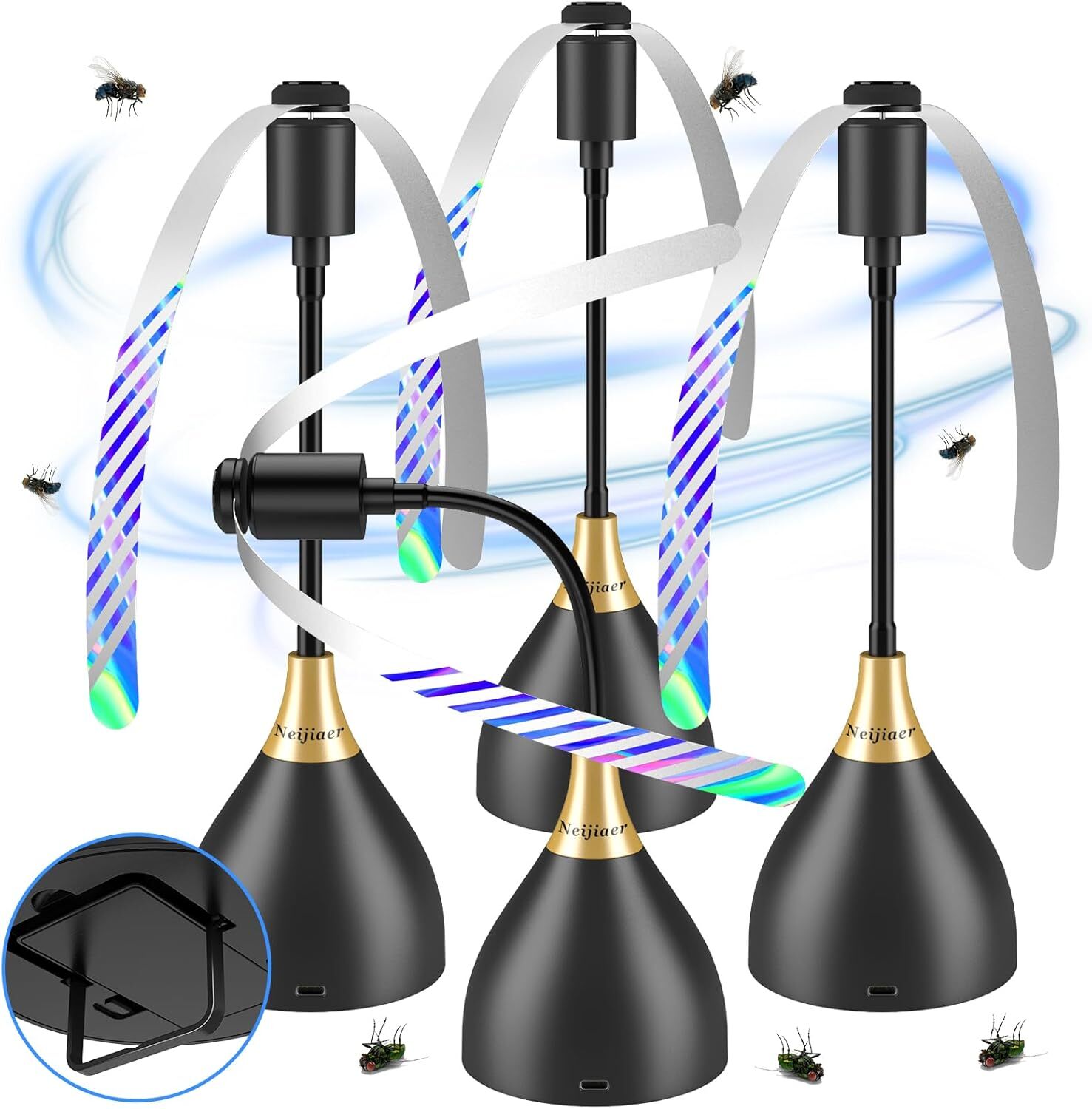 2/3/4PCS Fly Fans for Tables, Fly Repellent Fan Indoor Outdoor for Picnic, Party