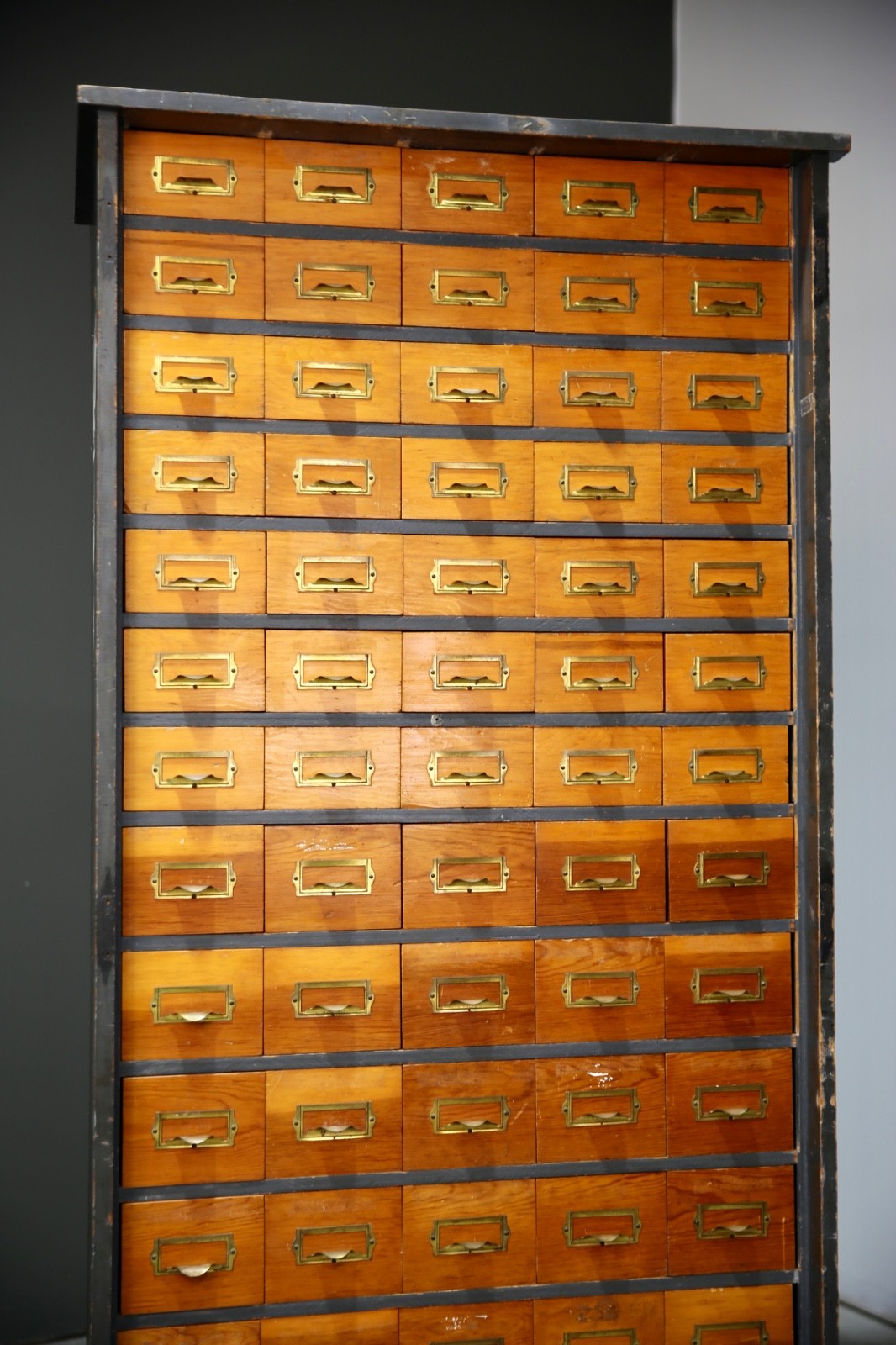 Antique Card Catalog Wood Apothecary Cabinet industrial vintage drawer cubby