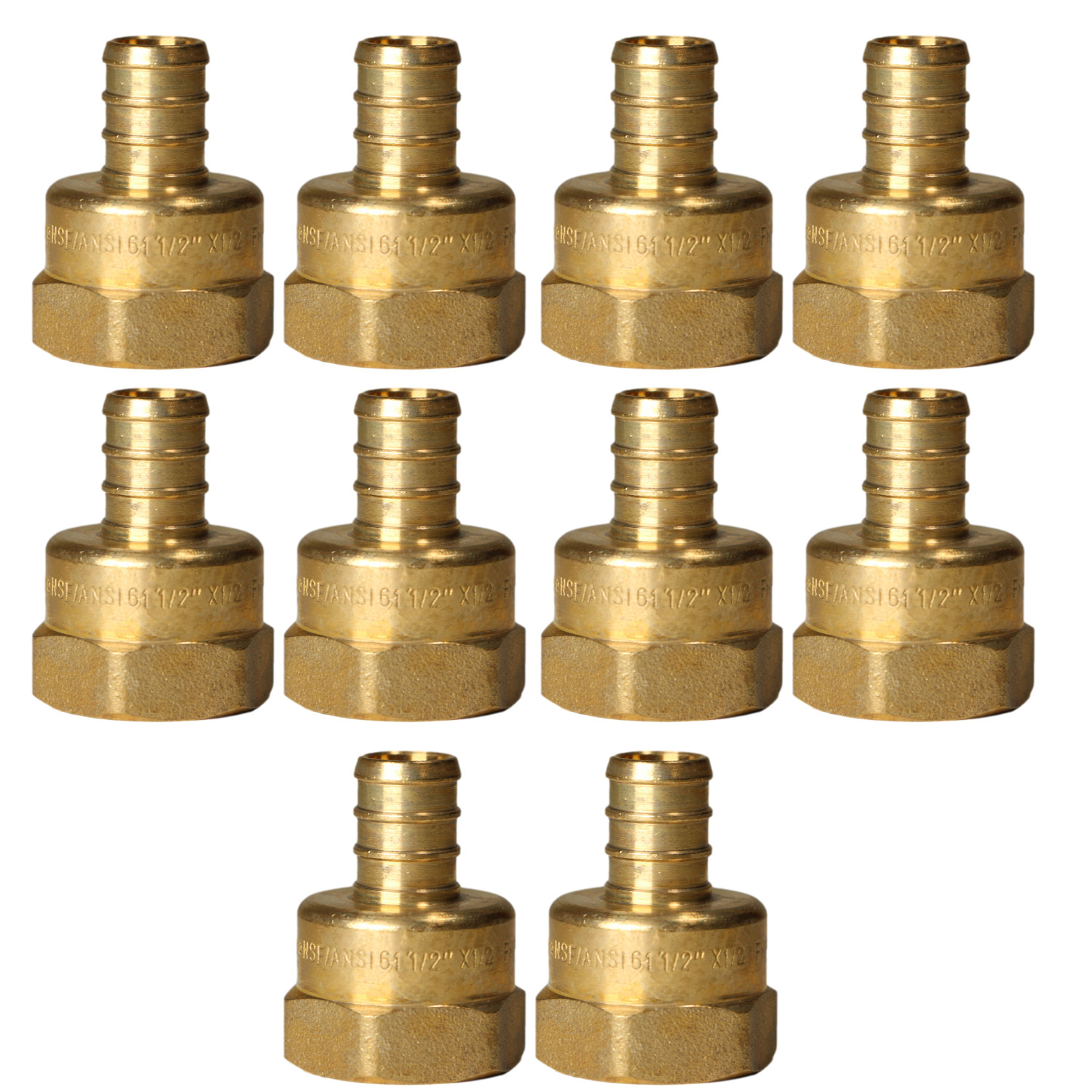10 Pack XFITTING 1/2" PEX-B Barb x 1/2" Female NPT Threaded Adapter, Lead Free