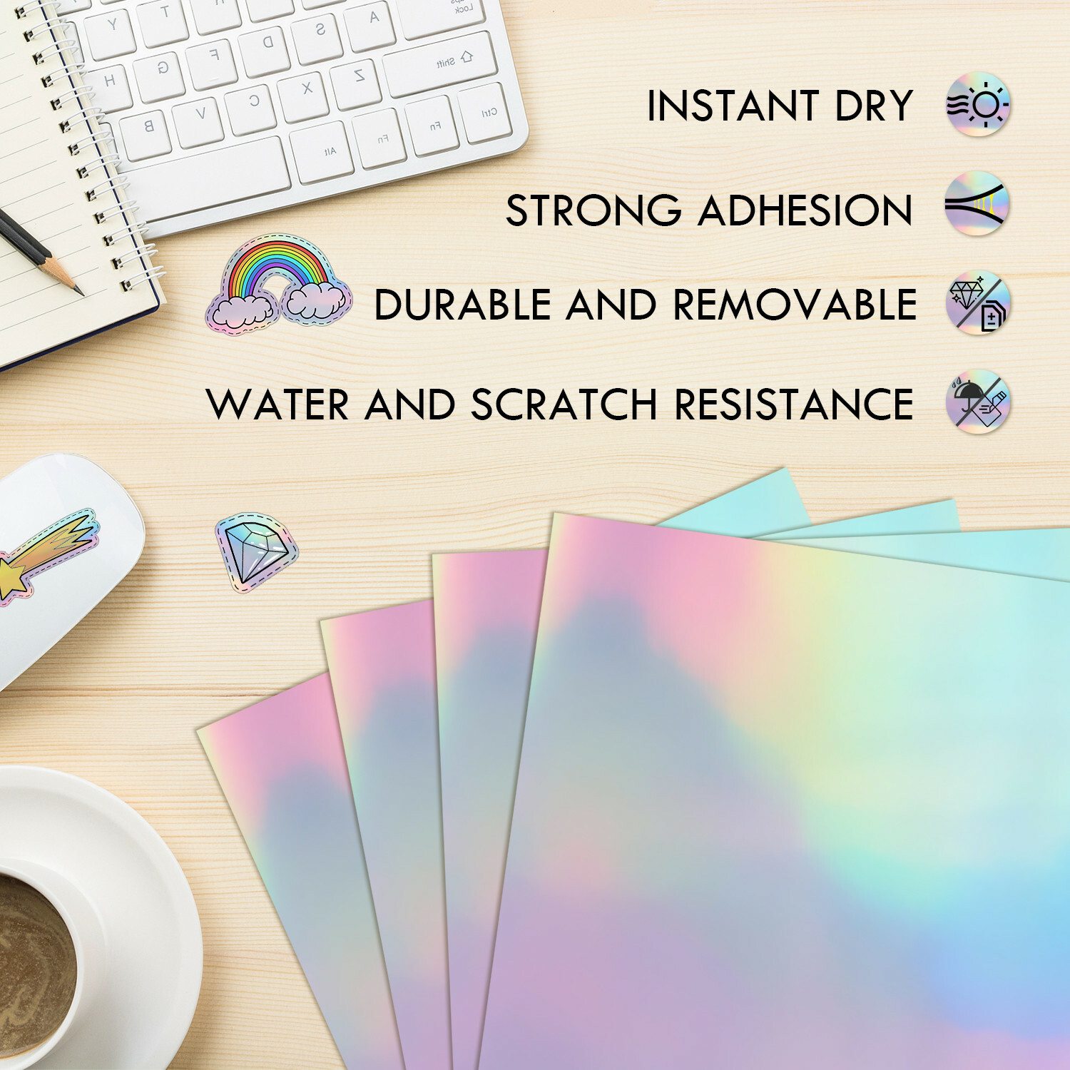 20 Koala Holographic Sticker Paper Waterproof Printable Vinyl Sheet Inkjet Laser