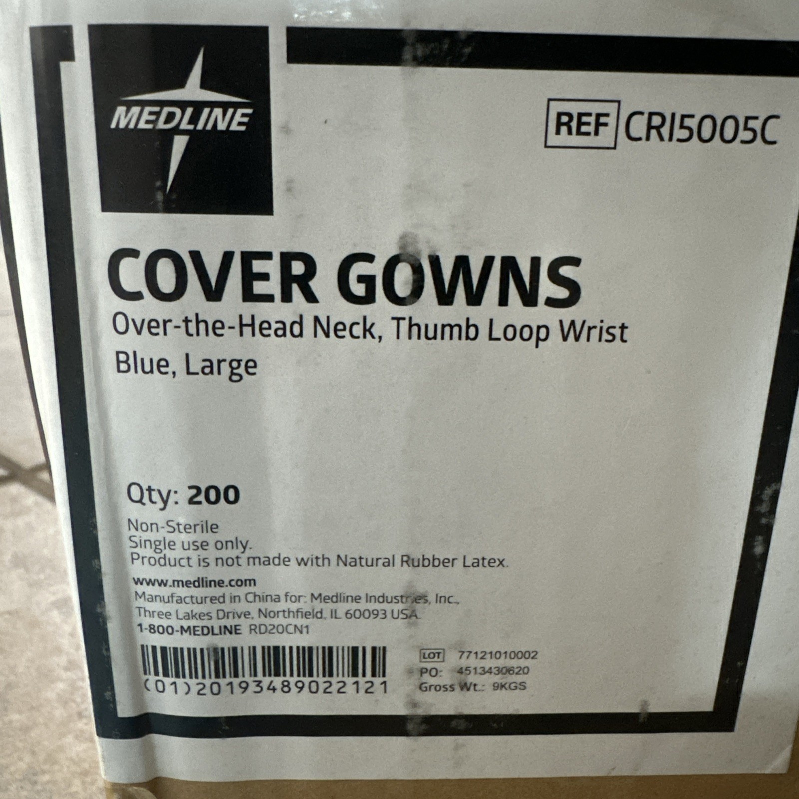 (QTY 200) Disposable CPE Isolation Gown Average Size, Blue FH01