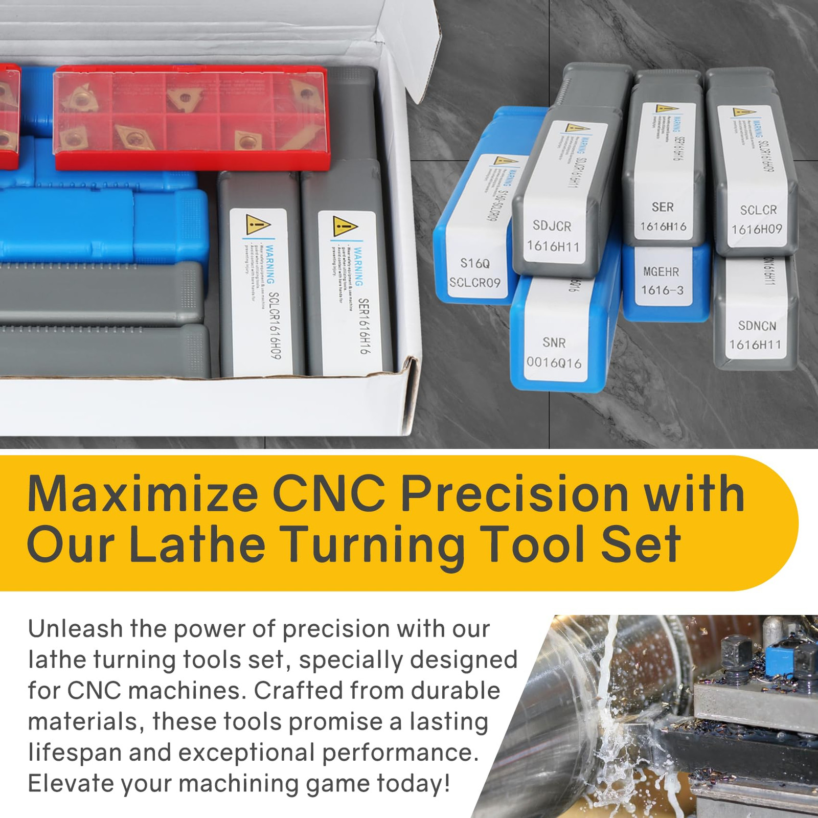 Lathe Turning Tool 21Pcs Kit 5/8 16mm Shank 7 Pcs Metal Lathe Tool Holder Set 1
