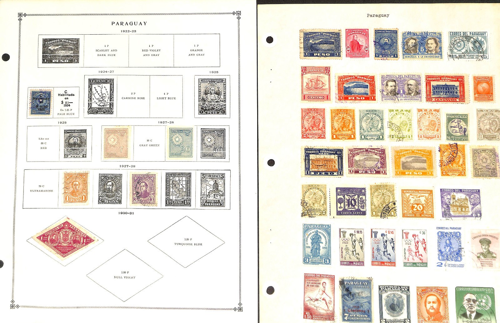 Paraguay Stamp Collection on 35 Scott International Pages, 1879-1959 (BF)