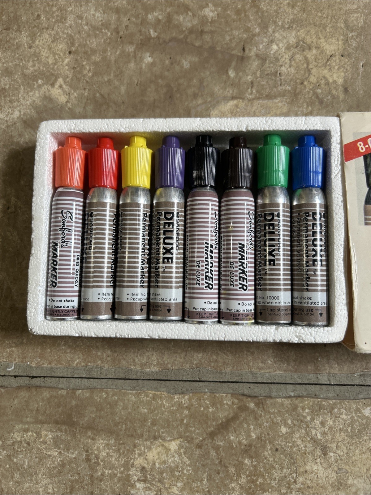 Vintage Sanford Deluxe Permanent Markers 10078 - 8 Marker Package Smelly