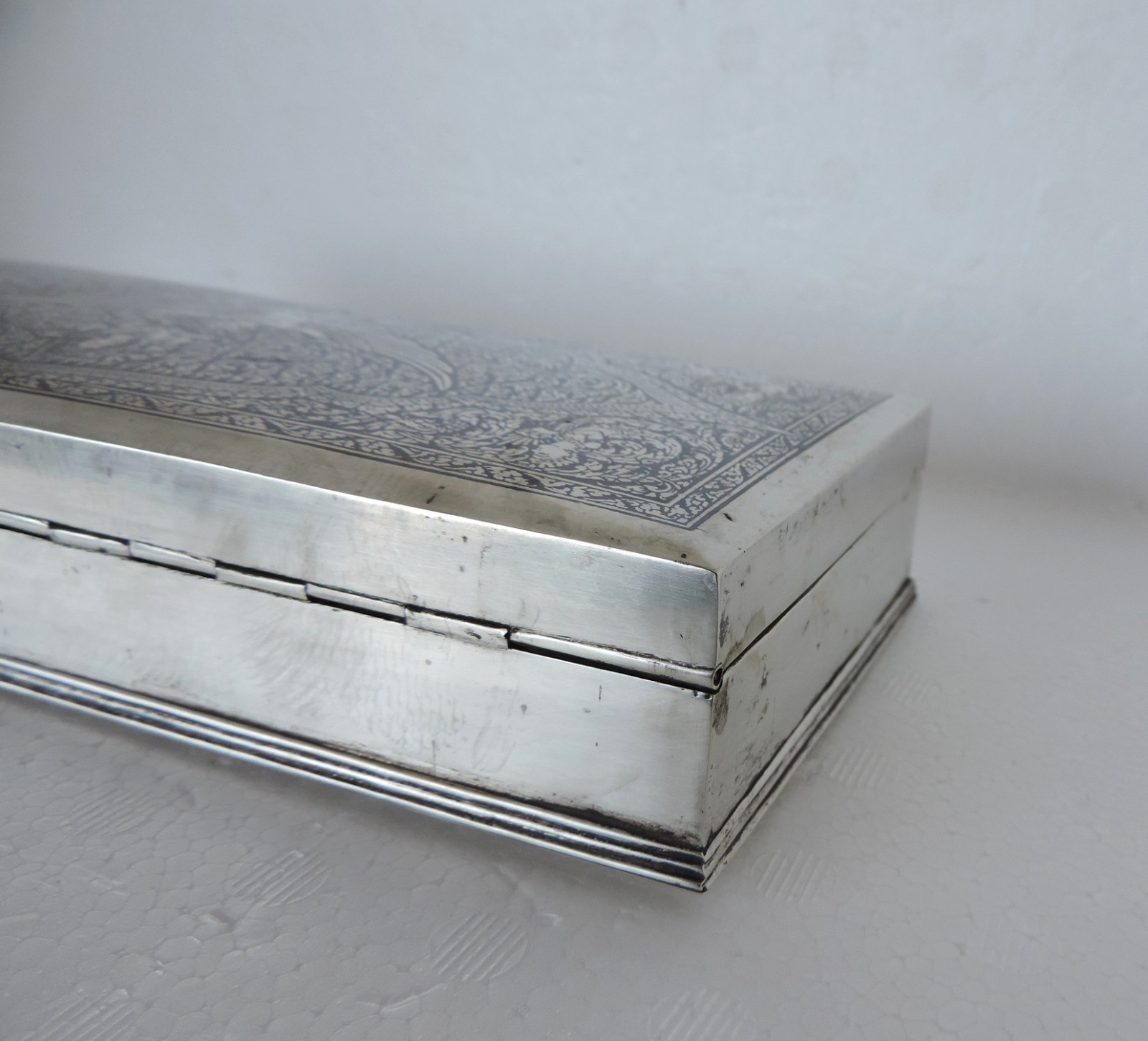 20th Century Thai Siam Sterling Silver & Niello Garuda Box, Bangkok, c.1940 503g