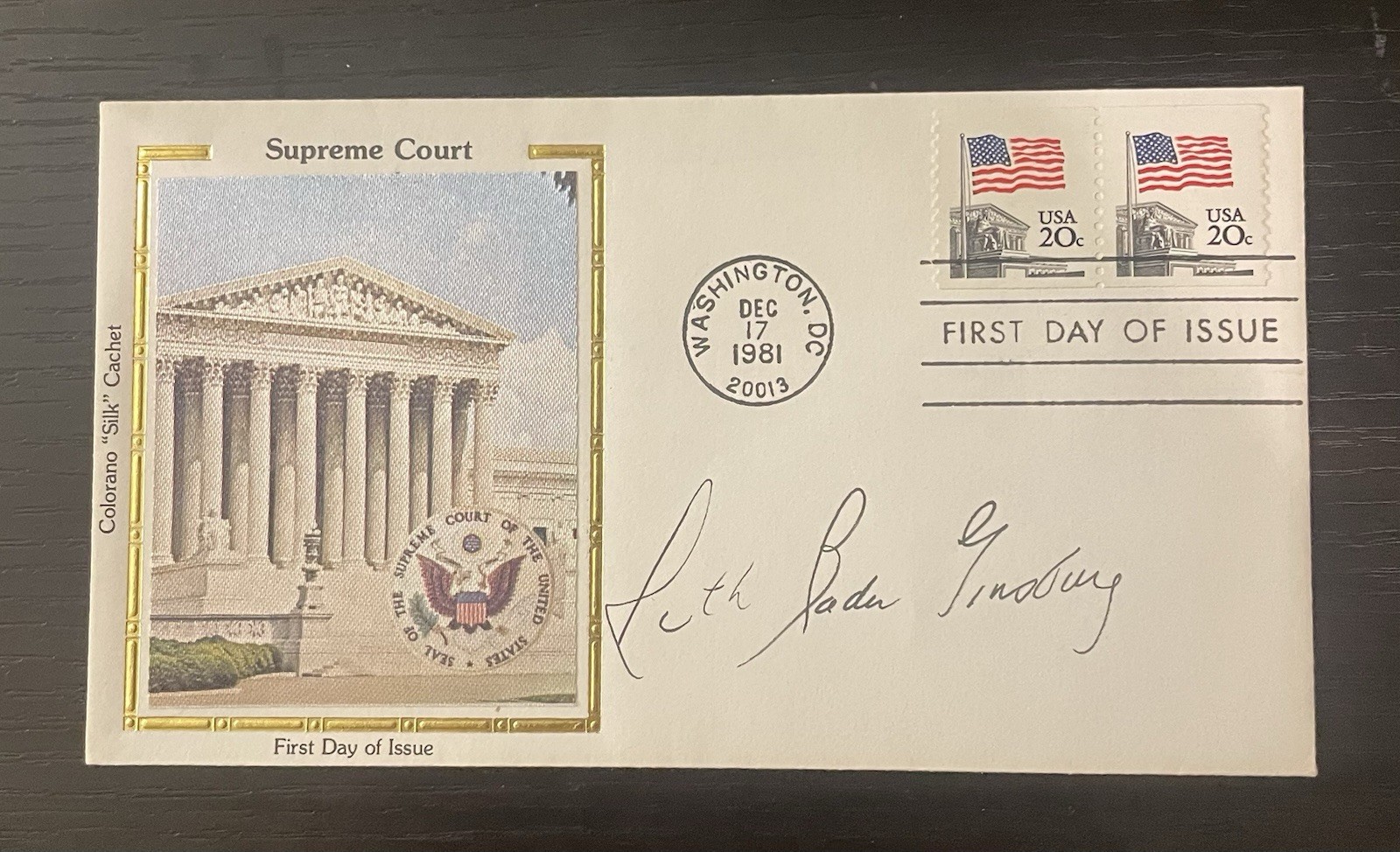 Ruth Bader Ginsburg US Supreme Court Justice Signed Autograph FDC
