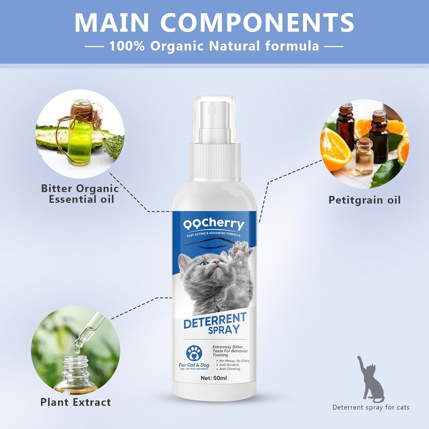 QQCherry Cat Spray Deterrent Effective Cat Scratch Furniture Protector 50ml