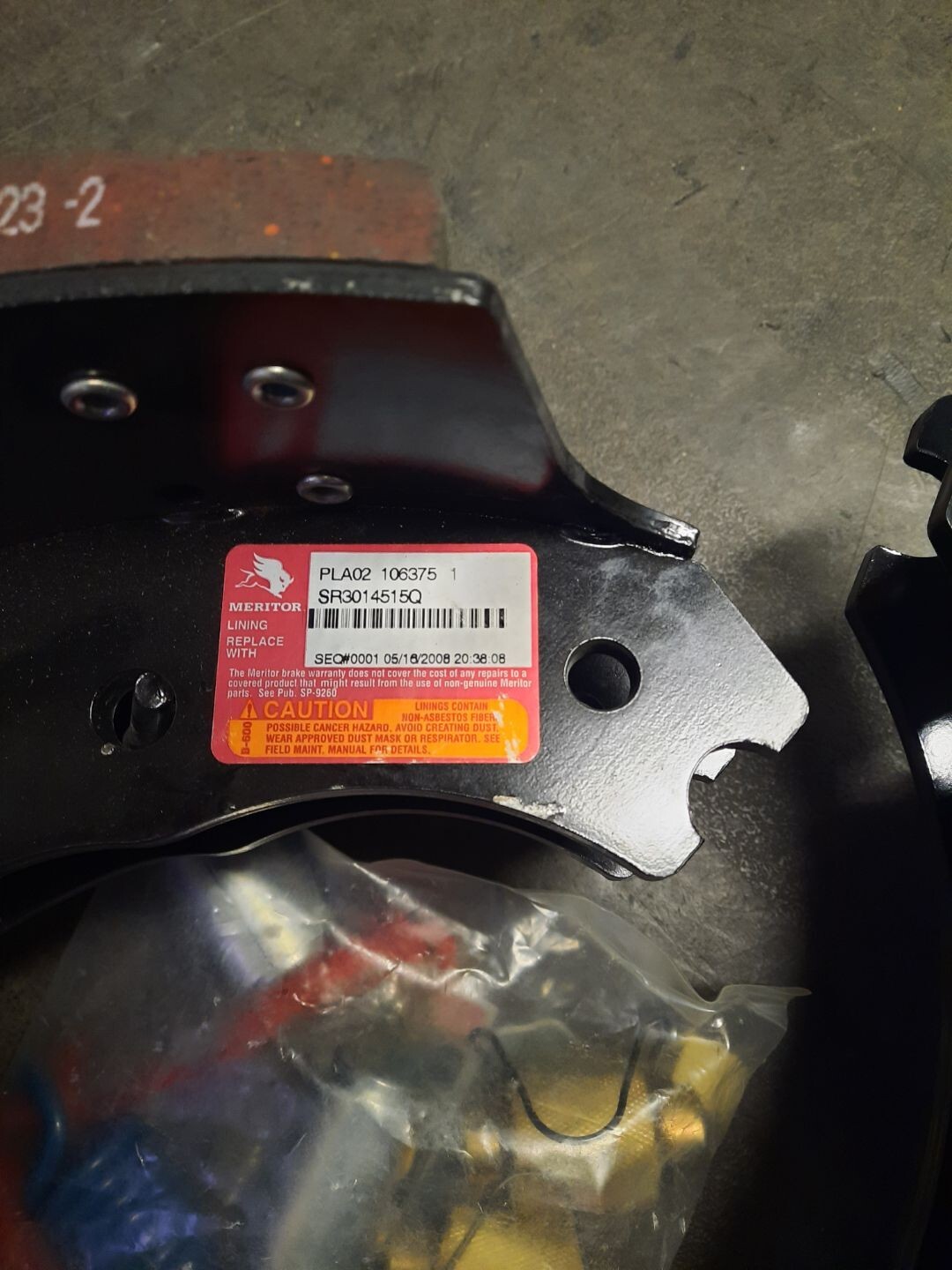 Meritor 4515G SR3014515Q Brake Shoe 16.5"x7" New Surplus With Hardware