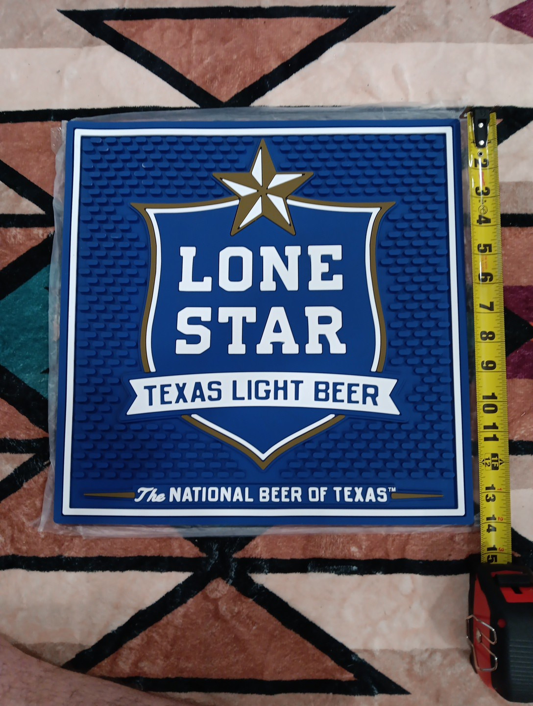 Lone Star Light Texas Light beer Rubber Bar Runner Mat No Spill 14 X 14 Inches