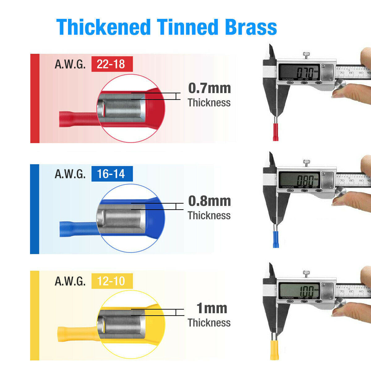 500Pcs Insulated Electrical Straight Butt Splice Crimp Wire Connectors Terminals