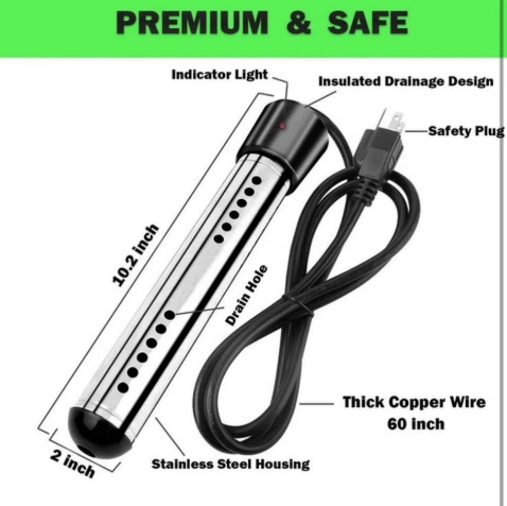 Immersion Water Heater,2000W Submersible Portable Electric Heaters 110-125V AC