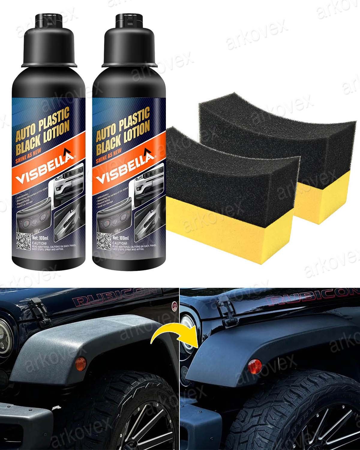 Black Plastic Restorer Car Trim Shine Coating Liquid – 6.7Oz. with 2 Applicator