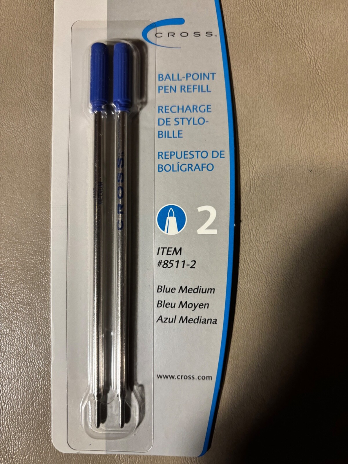 Cross Ball-Point Pen Refills BLUE, MEDIUM (2-Pack, 8511-2)