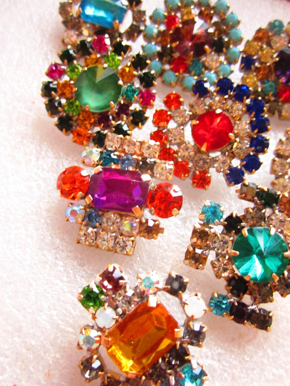 HUGE LOT 10 pcs BUTTONS RHINESTONE BEAUTIFUL CZECH HANDMADE ''M+S'' T940