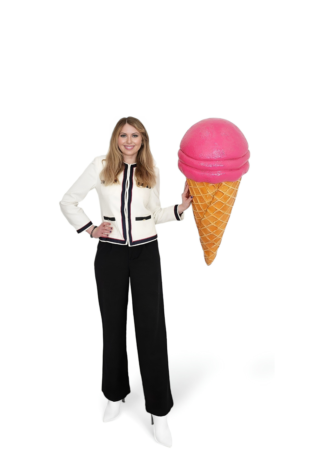 Ice Cream Cone Statue Hot Pink Scoop Wall Hanging Waffle Cone 3Ft Indoor Outdoor