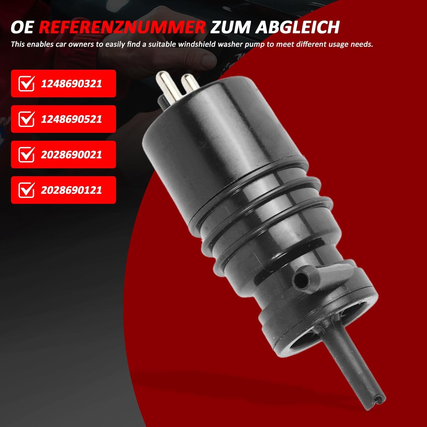 Windshield Washer Fluid Pump 1971-2004 For W201 W124 S202 W202 S124 S210 3feet