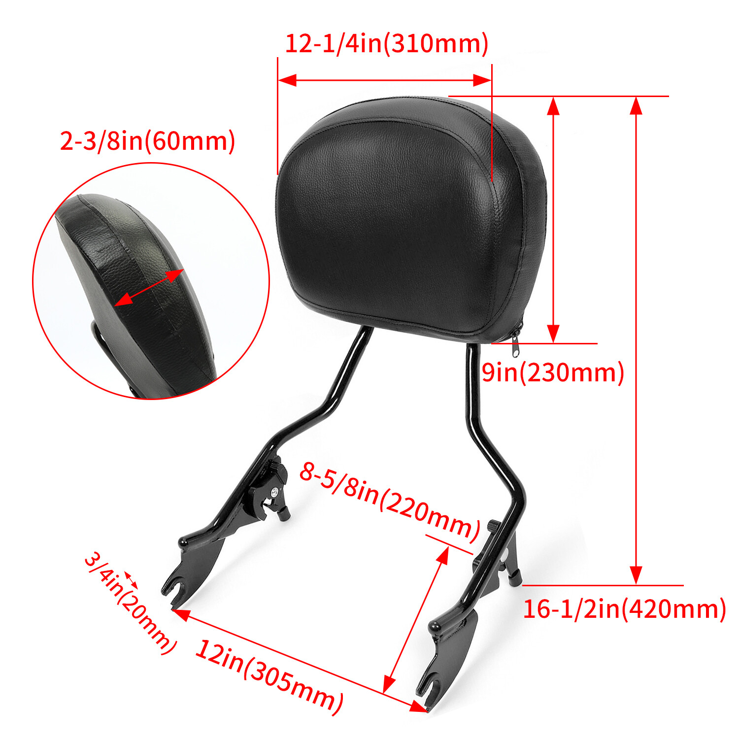 Detachable Backrest Sissy Bar For Harley Touring Street Glide Road King 09-23