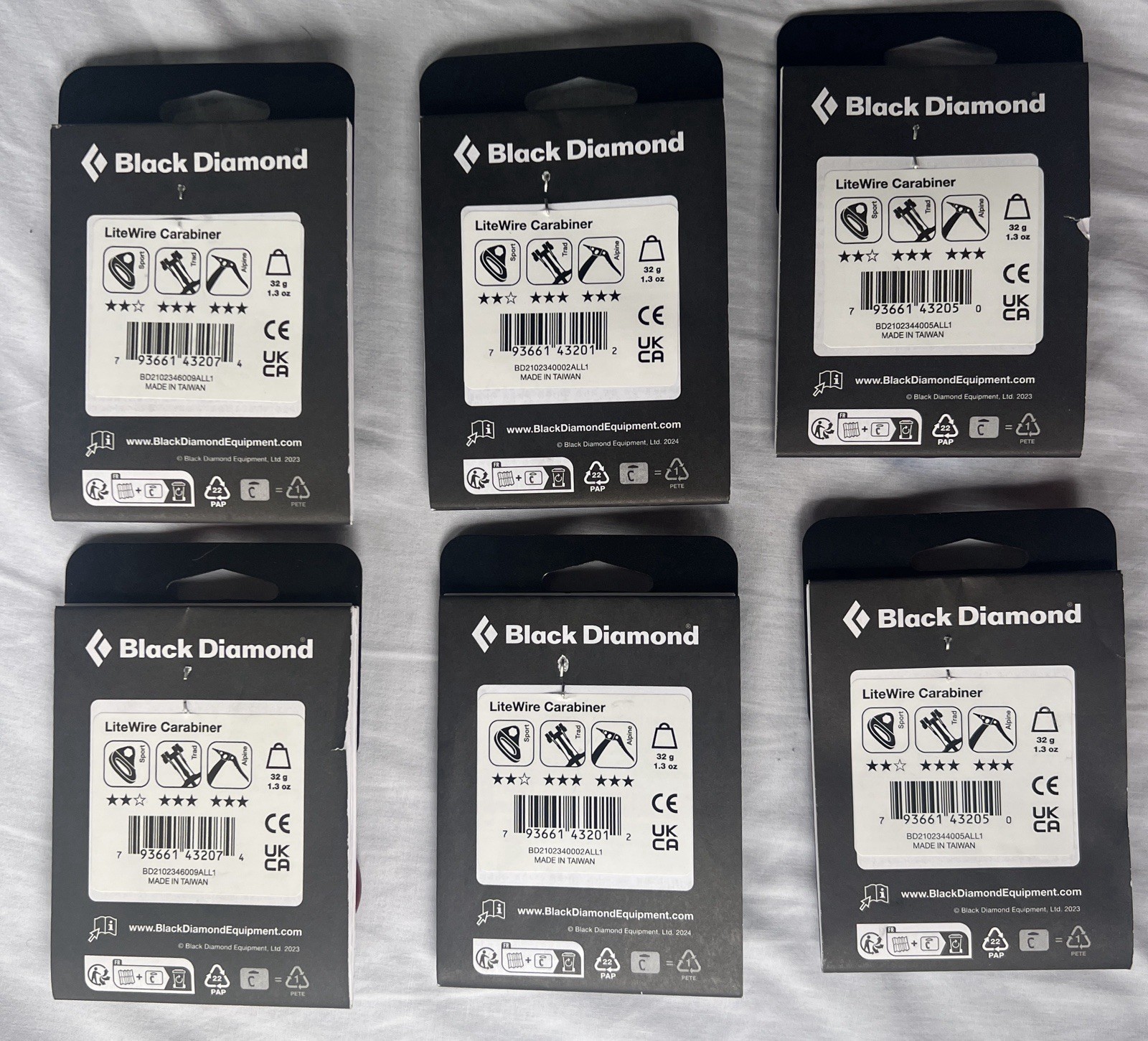 Lot of 6 Black Diamond Litewire Carabiner - New Never Used With Packaging