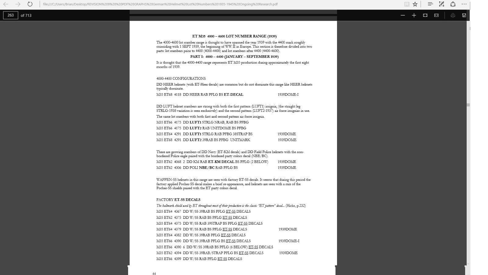 PDF FILE - 11 GERMAN HELMET LOT NUMBERS 1935-1945 REVISION - 11 COMPUTER FILE