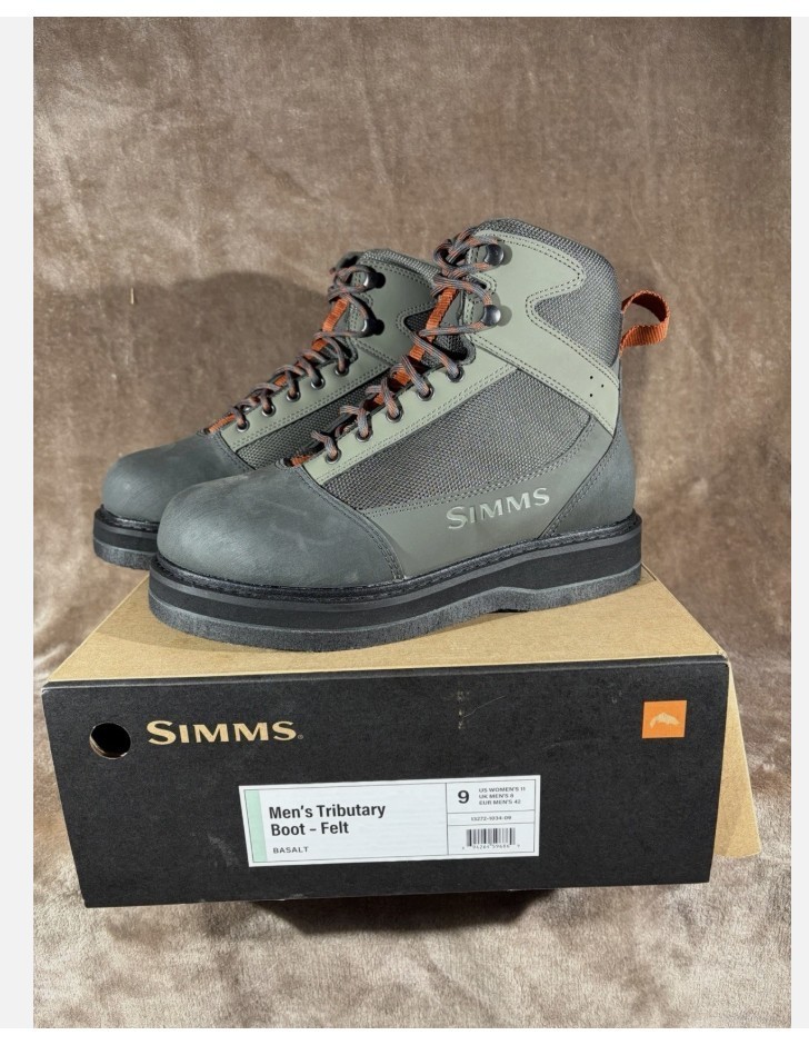 Simms Tributary Felt Sole Wading Boots Men's Basalt Size 9