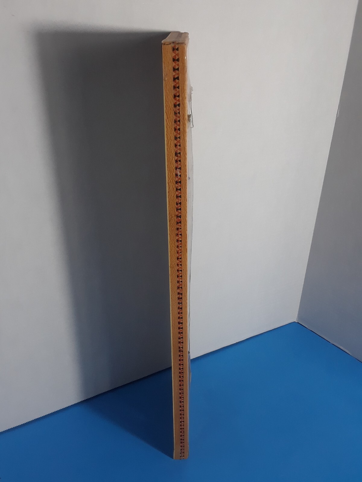 Chinese Scroll Warrior Horses Enamel and Wood Frame 19 3/8 x 5.5