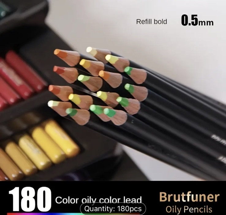 180 Brutfuner oily colored Black Barrel pencils in Metal Box NEW shipping incl