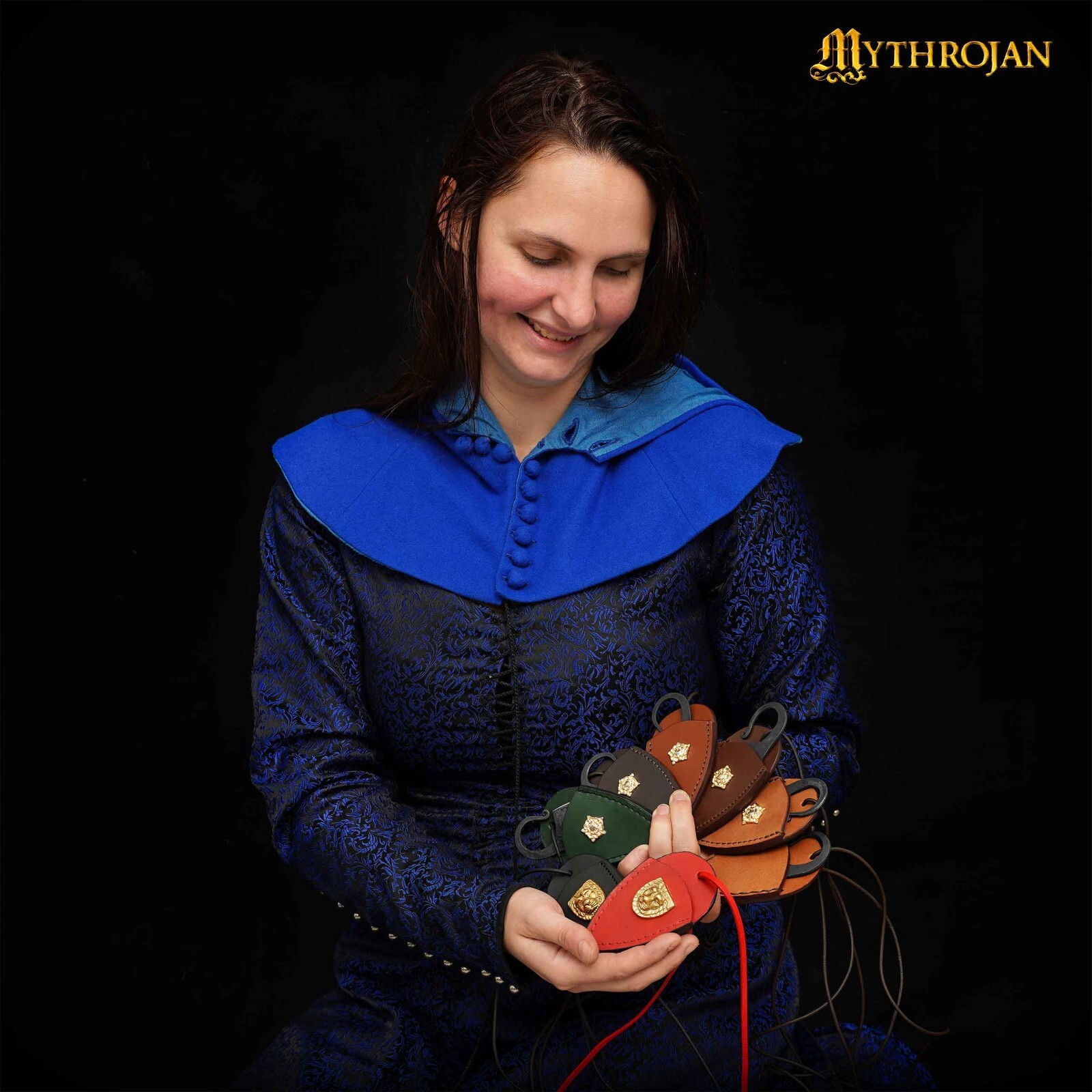 Hunting Pocket Knife Hand Forged Celtic Blade with Necklace Leather Sheath Tan