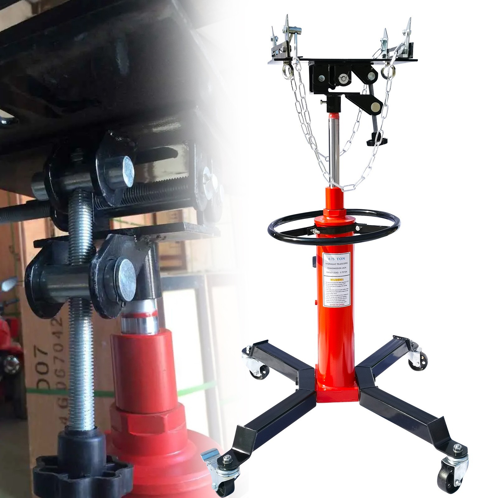 1600LBS 2 Stage Hydraulic Transmission Jack w/360 Swivel Wheel Lift Hoist