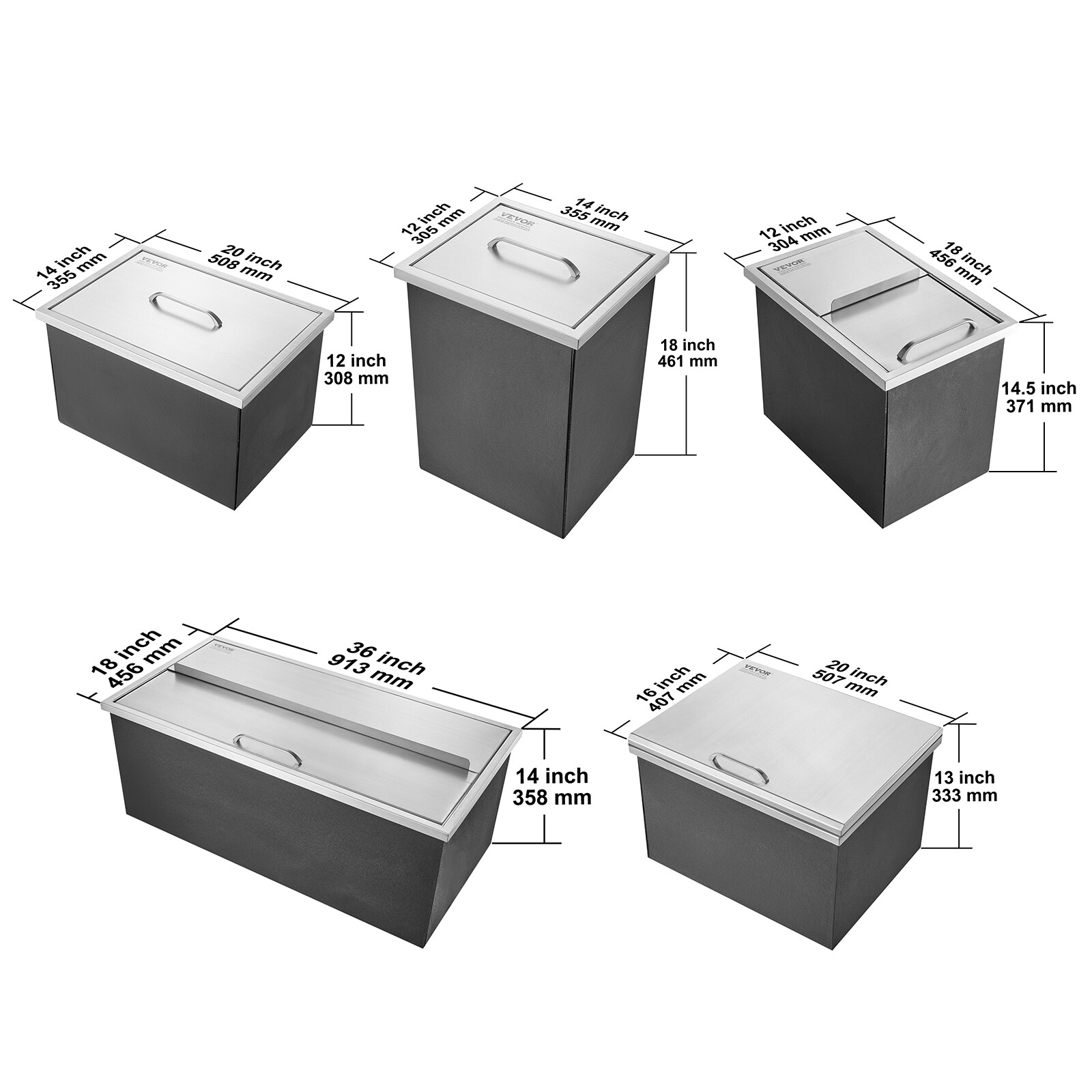 VEVOR Drop in Ice Chest Ice Cooler Stainless Steel Ice Bin w/Cover 13 Types