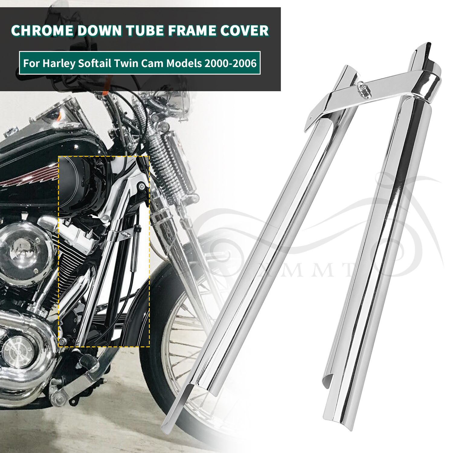 Chrome Front Frame Down Tube Covers For Harley Heritage Softail Classic Deluxe