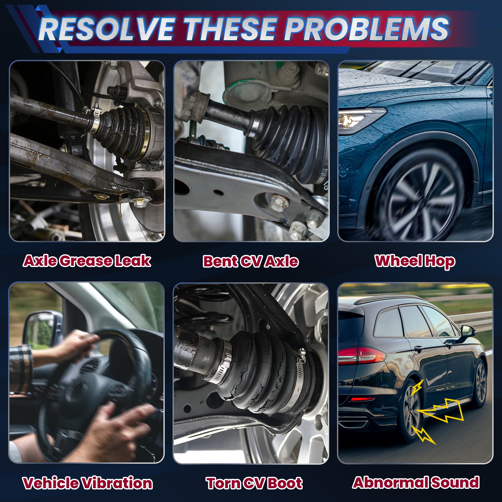 2PCS 4WD 6 LUGFront CV Axle Shaft For GMC Sierra Chevy Silverado Suburban 1500