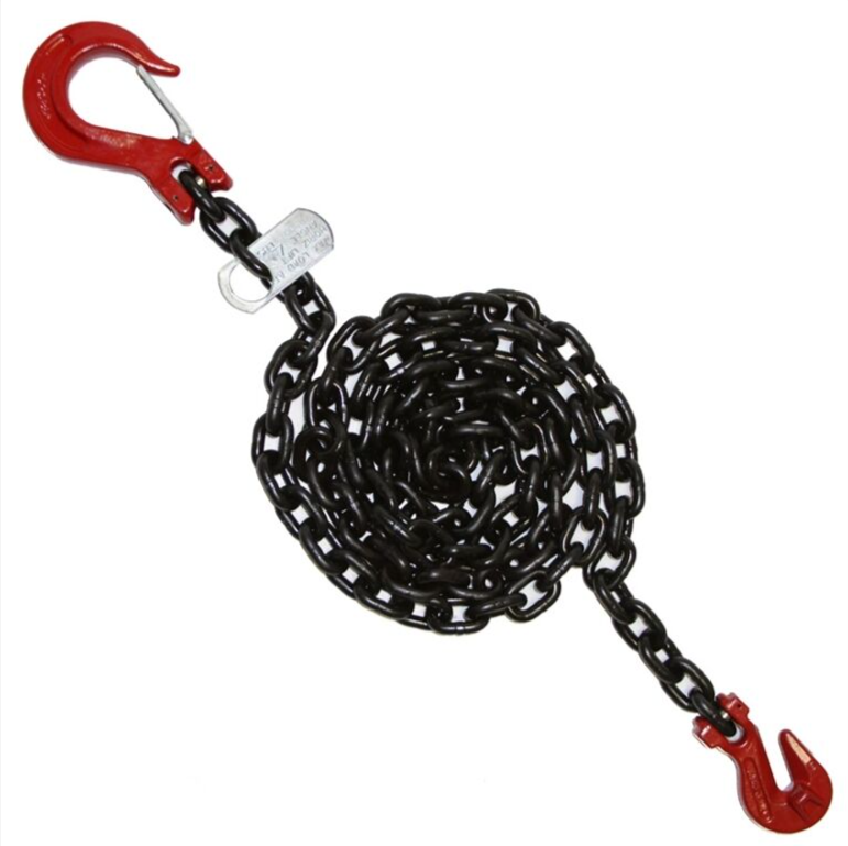9/32" x 10' ft Lifting Chain with Grab and Sling Hook Latch Grade 80 Choker Tow