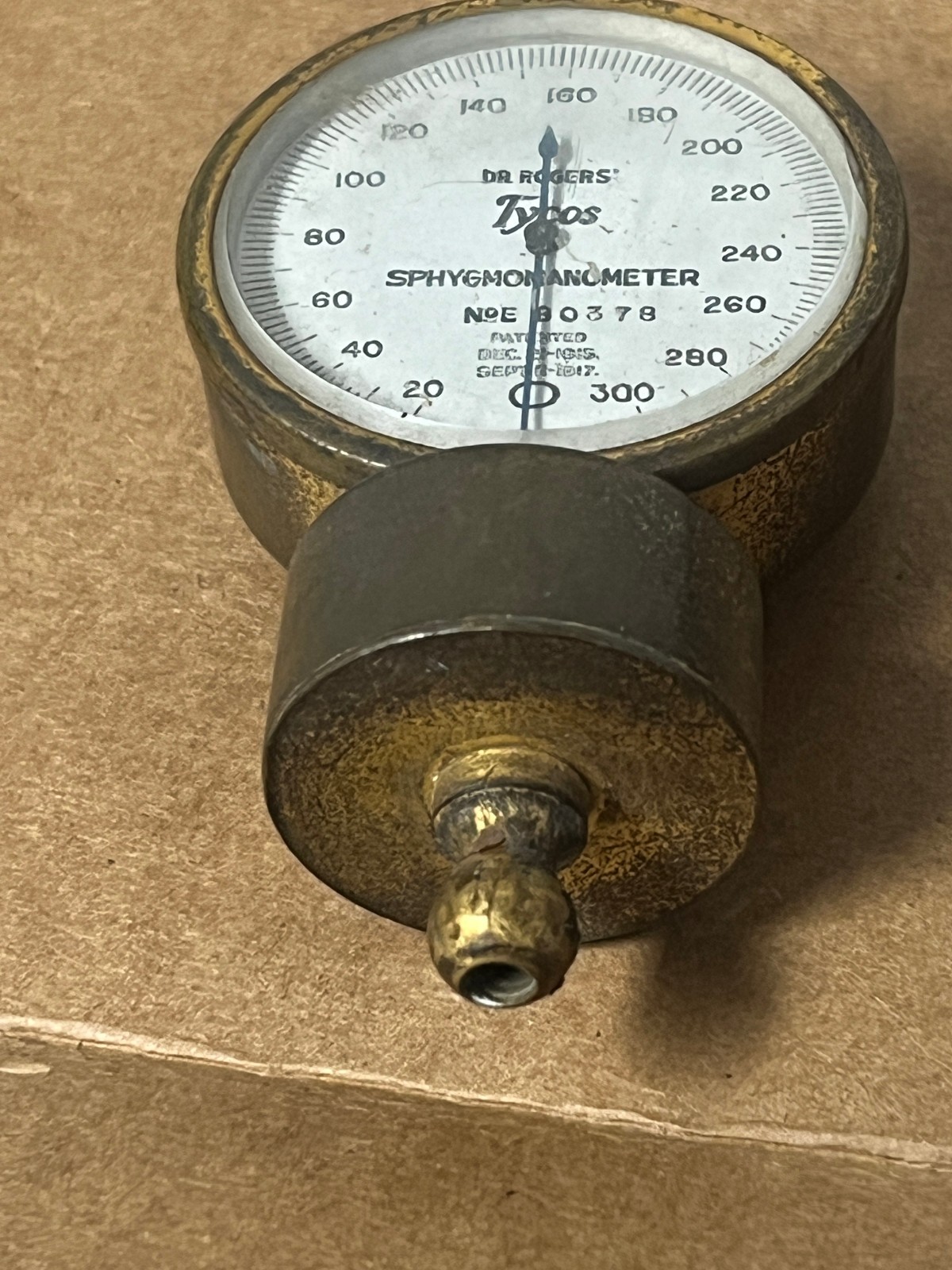 1915 Brass Tycos Dr. Rogers Sphygmomanometer Antique Blood Pressure Gauge