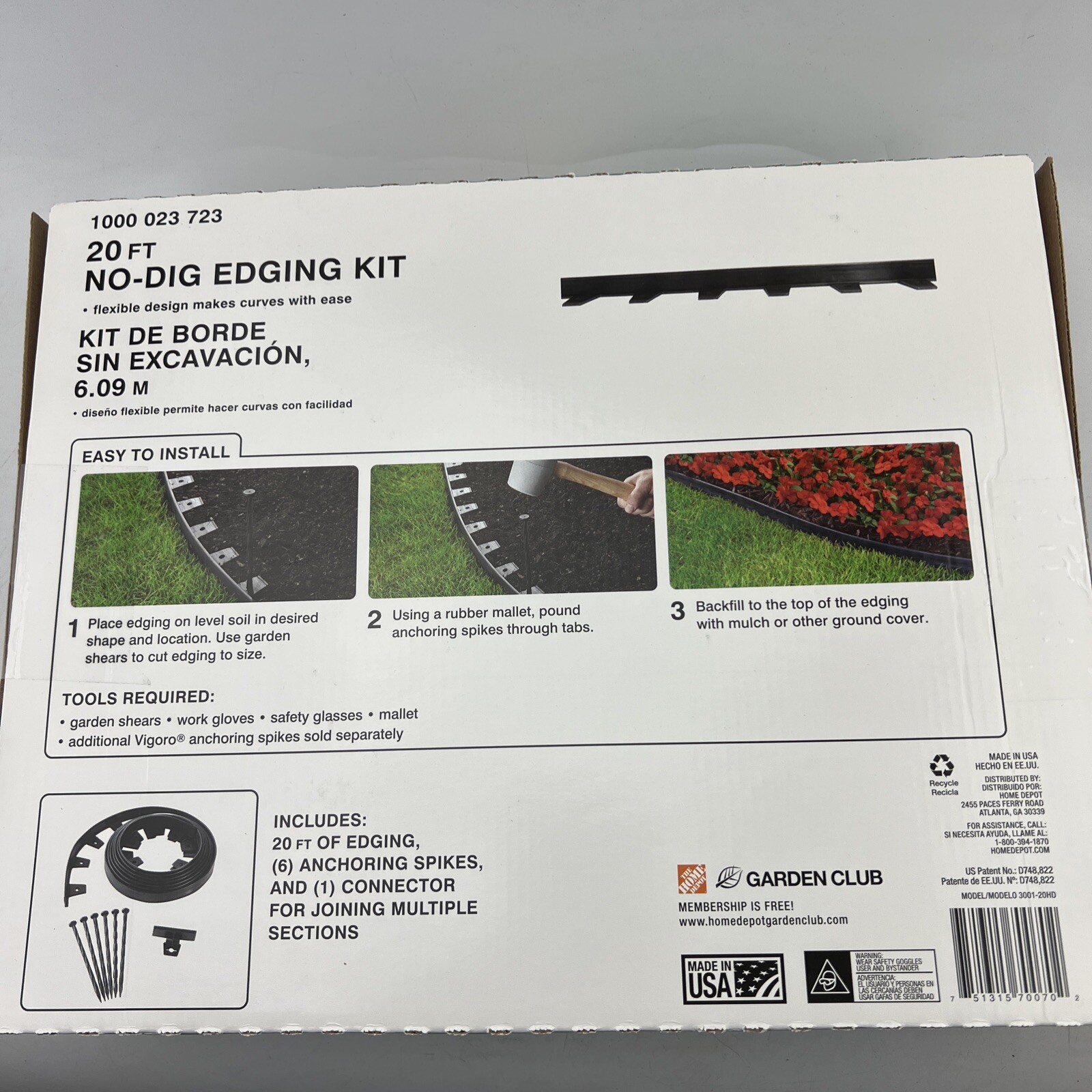 Vigoro 20 Ft. No-Dig Landscape Edging Kit Black 1000 023 723