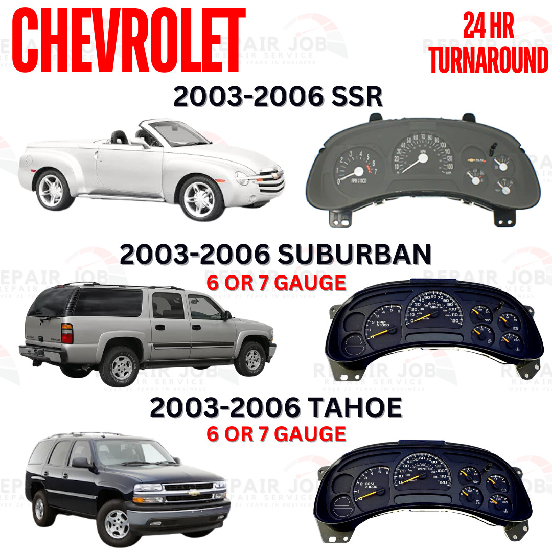 03-07 GM Chevrolet Silverado Tahoe Instrument Gauge Cluster FULL REPAIR SERVICE