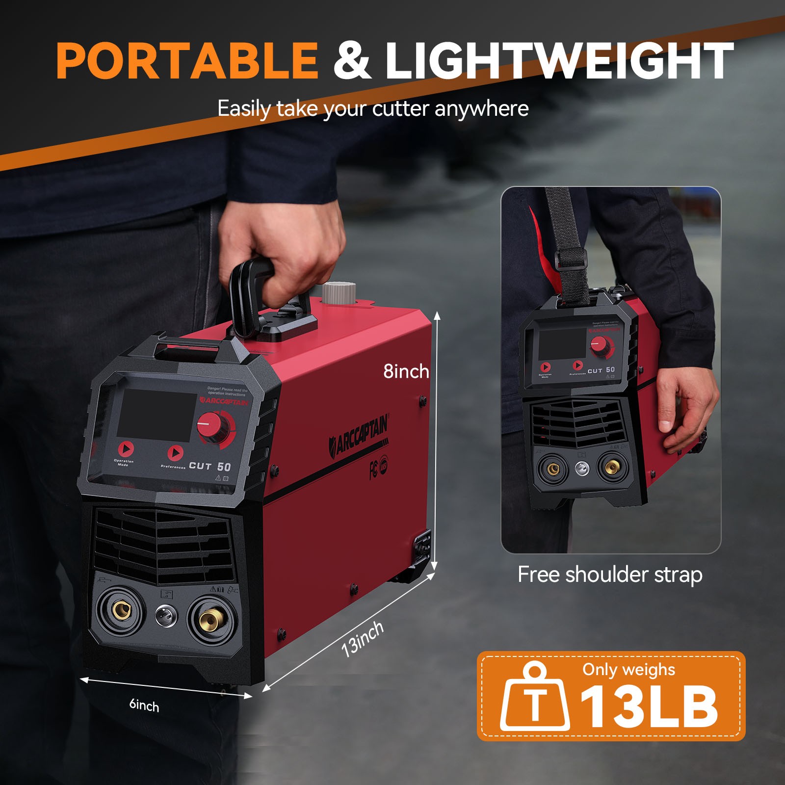 2026 ARCCAPTAIN Plasma Cutter Large LED Display 50Amps Cutter Machine 110/220v