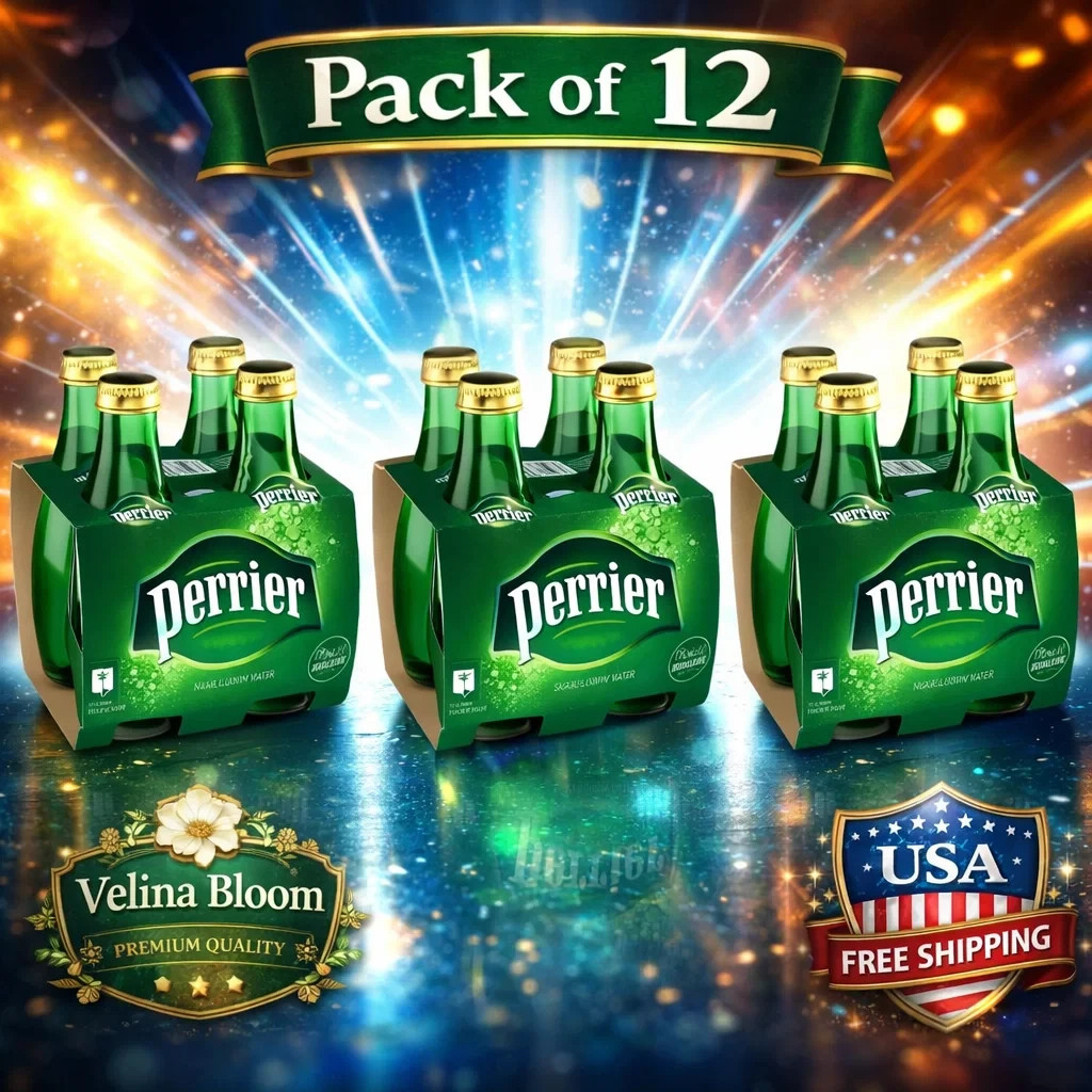 Perrier Natural Mineral Carbonated Water  11 Oz Glass Bottles - Pack of 12