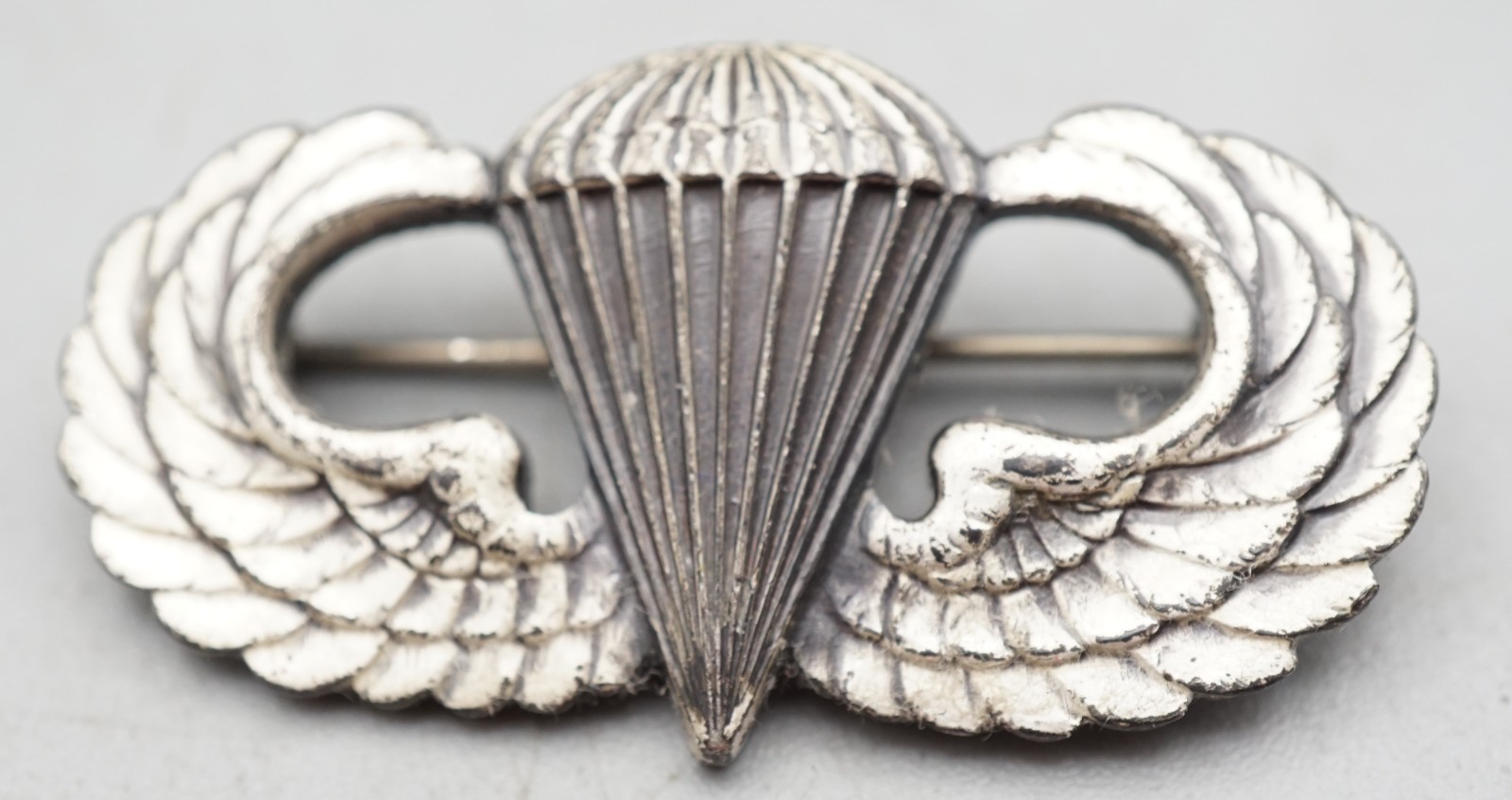 WWII Sterling Army Airborne Paratrooper Jump Wings Badge RARE PIN BACK