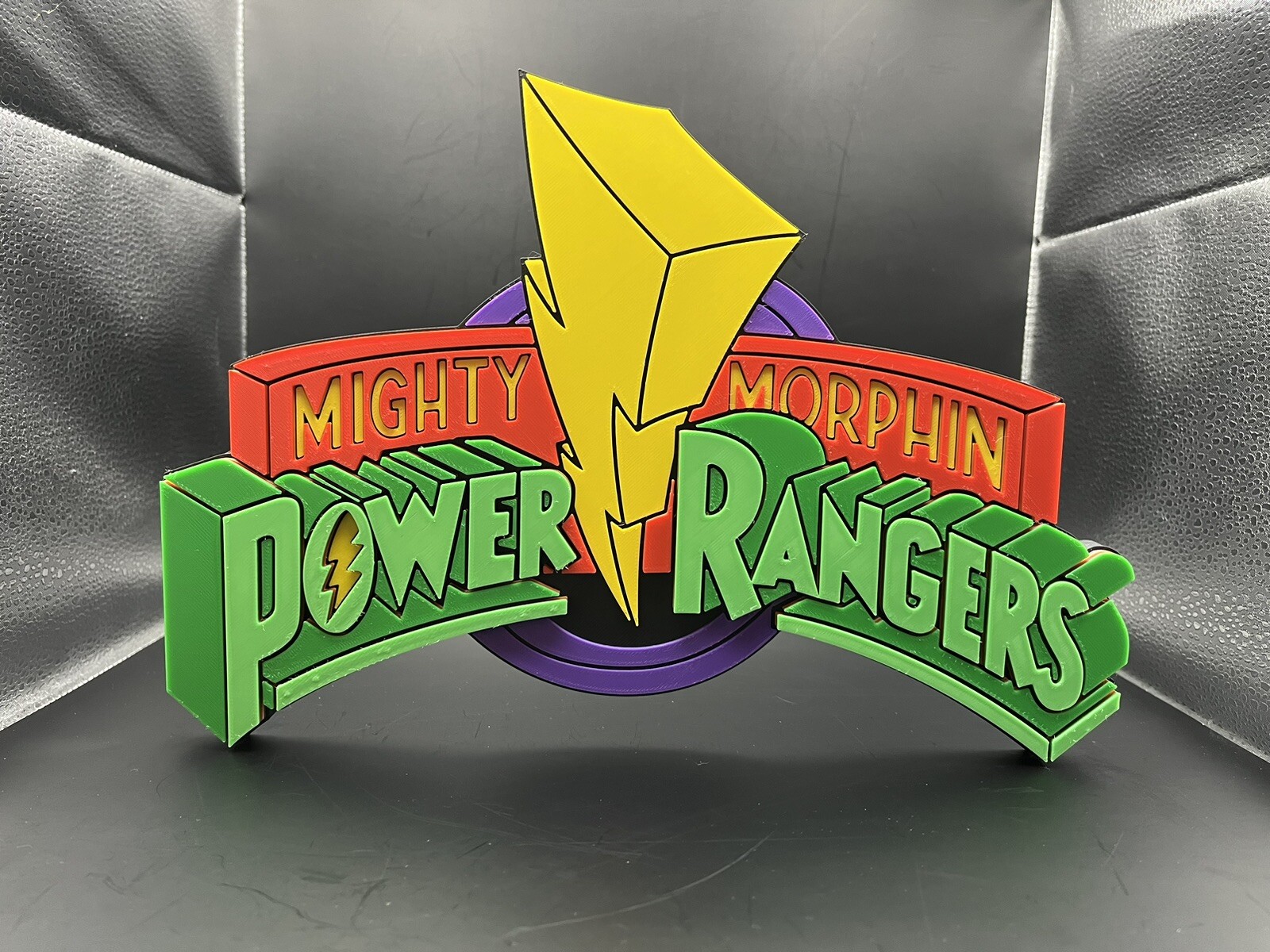 Mighty Morphin Power Rangers Logo Sign Display | 3D Wall Desk Shelf Art