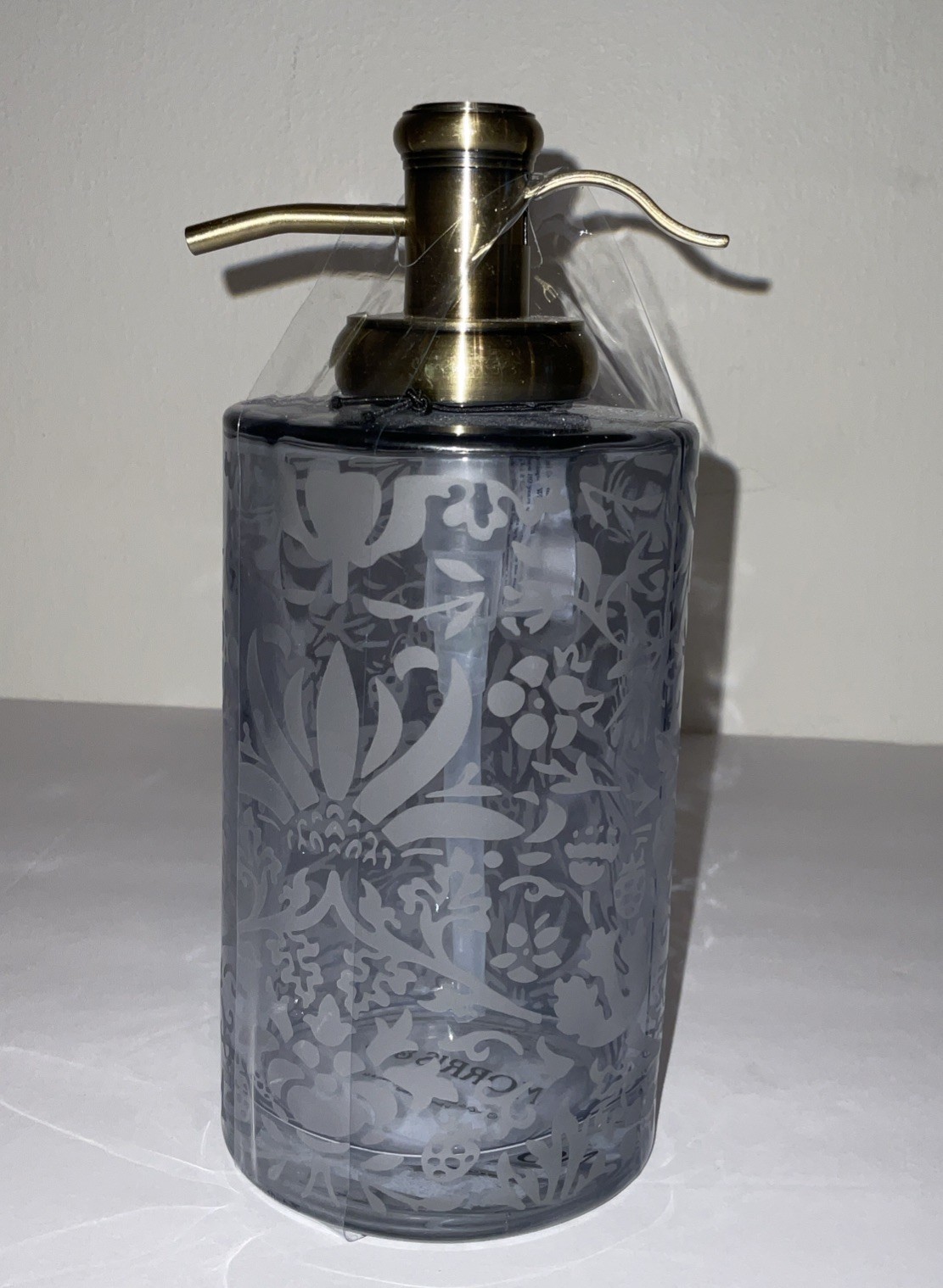 MORRIS & Co. STRAWBERRY THIEF CLEAR GLASS SOAP PUMP BATHROOM VANITY NWT