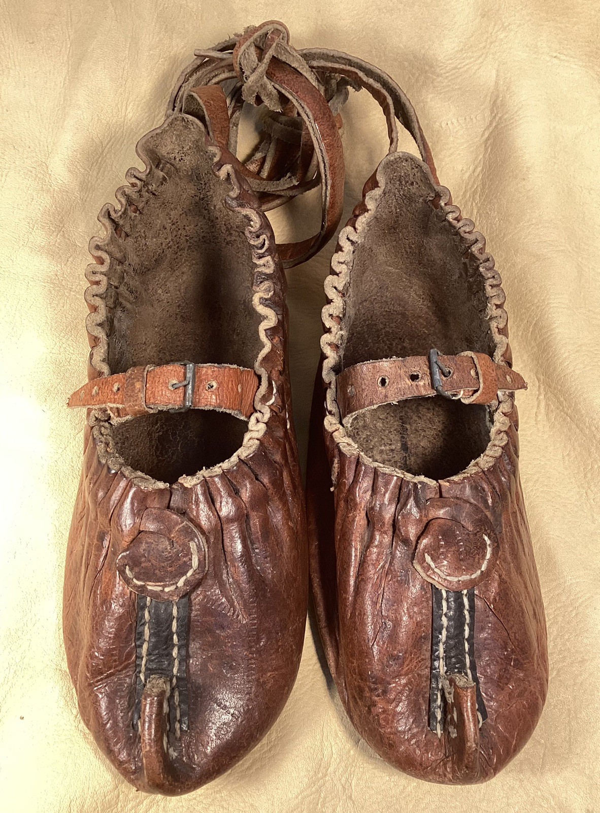 Antique 18th C. Scandinavian Reindeer Moccasins Sami Mukluks Caribou Finnish
