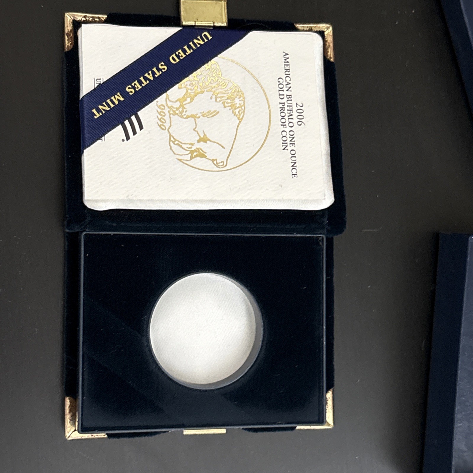 2006 PROOF GOLD AMERICAN BUFFALO BOX, COA, COVER BOX *NO COIN / NO CAPSULE*