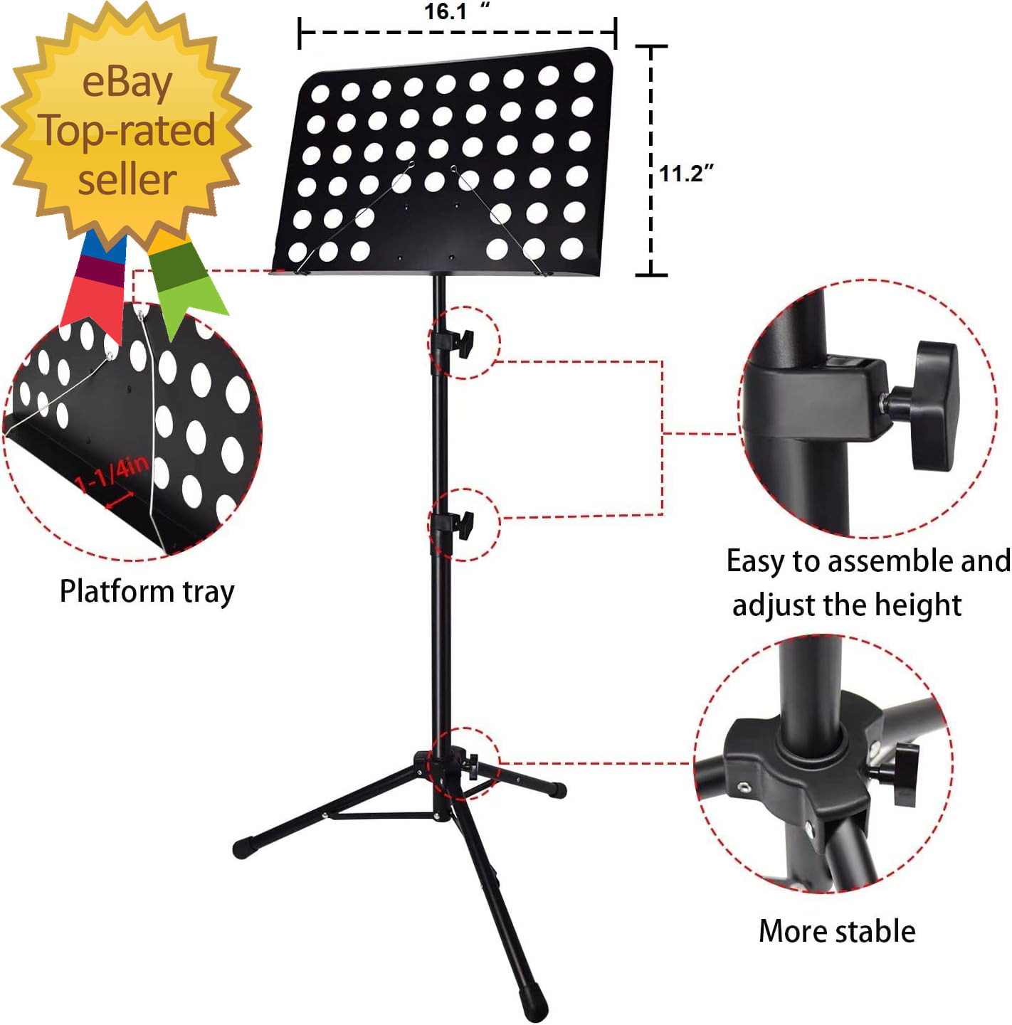 Sheet Music Stand with Light & Phone Holder 57" Music Stand for Sheet Music